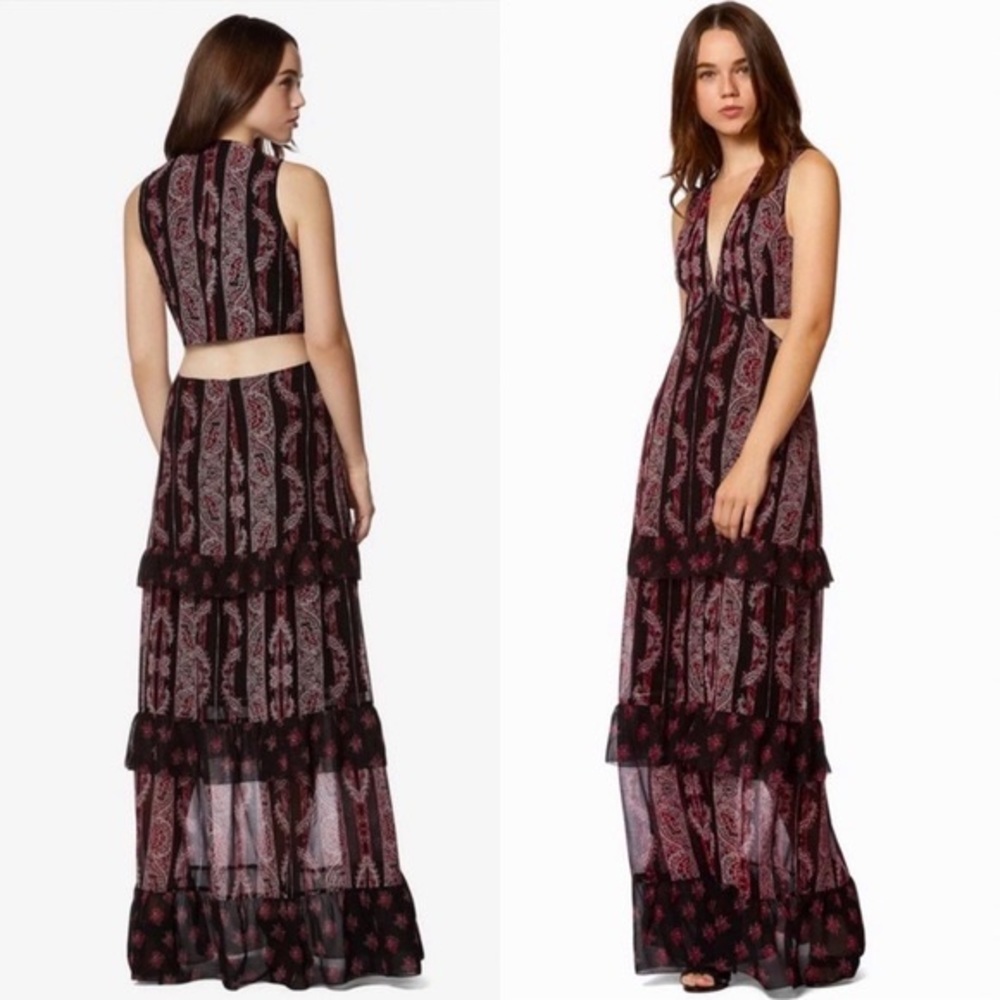 Avec Les Filles Rosie Tiered Maxi Dress Size 0